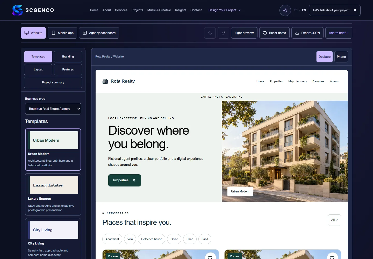 Actual Real Estate Studio platform preview